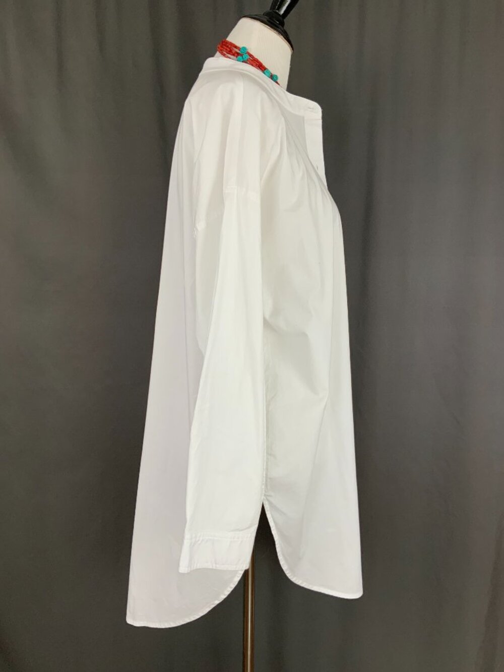 Eileen Fisher White Poplin Long Sleeve Tunic Shirt Button Up  Sz L - Picture 8 of 16
